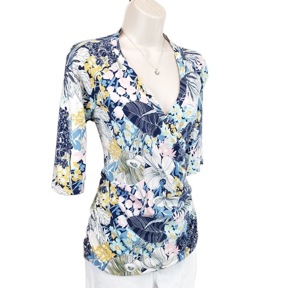 CAbi Tops - CAbi pastel floral faux wrap top